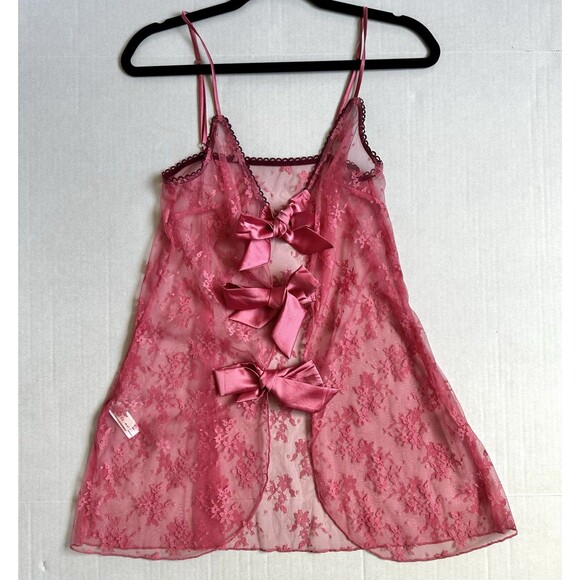 Fleur Du Mal Untie Me Floral Lace Nightie Slip Lingerie Cami w/Satin Ribbon Bows - Picture 2 of 11